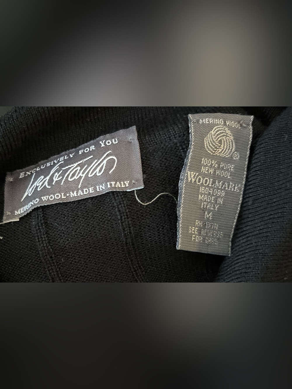 Lord & Taylor Black Ribbed Long-Sleeve Polo - Picture 3 of 3